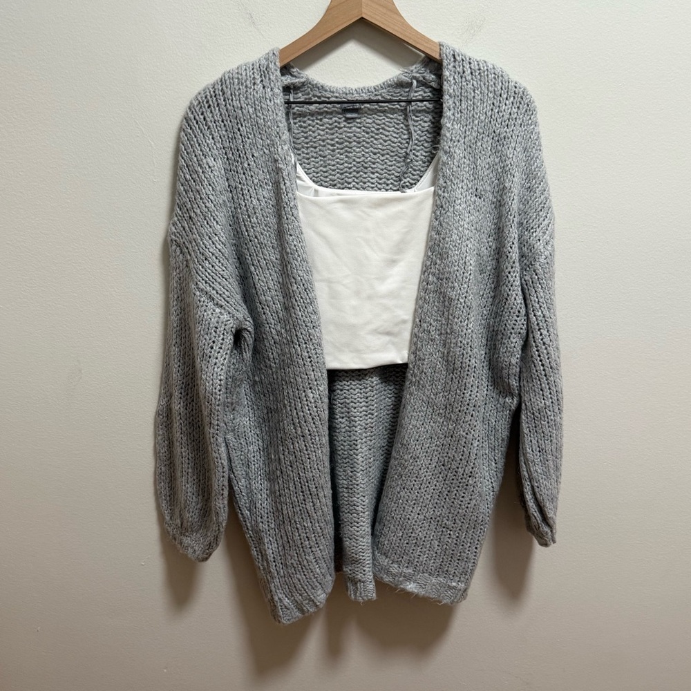 Aerie soft cozy open front long cardigan oversized knit sweater XS chunky casual
